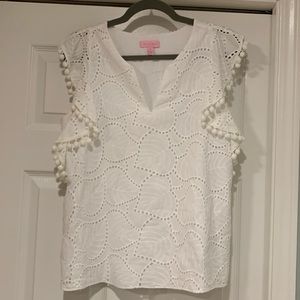 ^^ SOLD^^ Lily Pulitzer flutter sleeve white notch collar medium